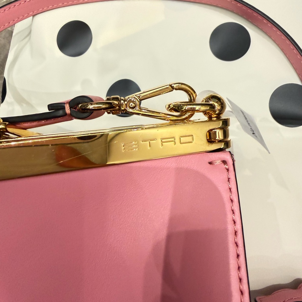 Etro Pink Leather Shoulder Bag with Gold-Tone Trim - Picture 15 of 15